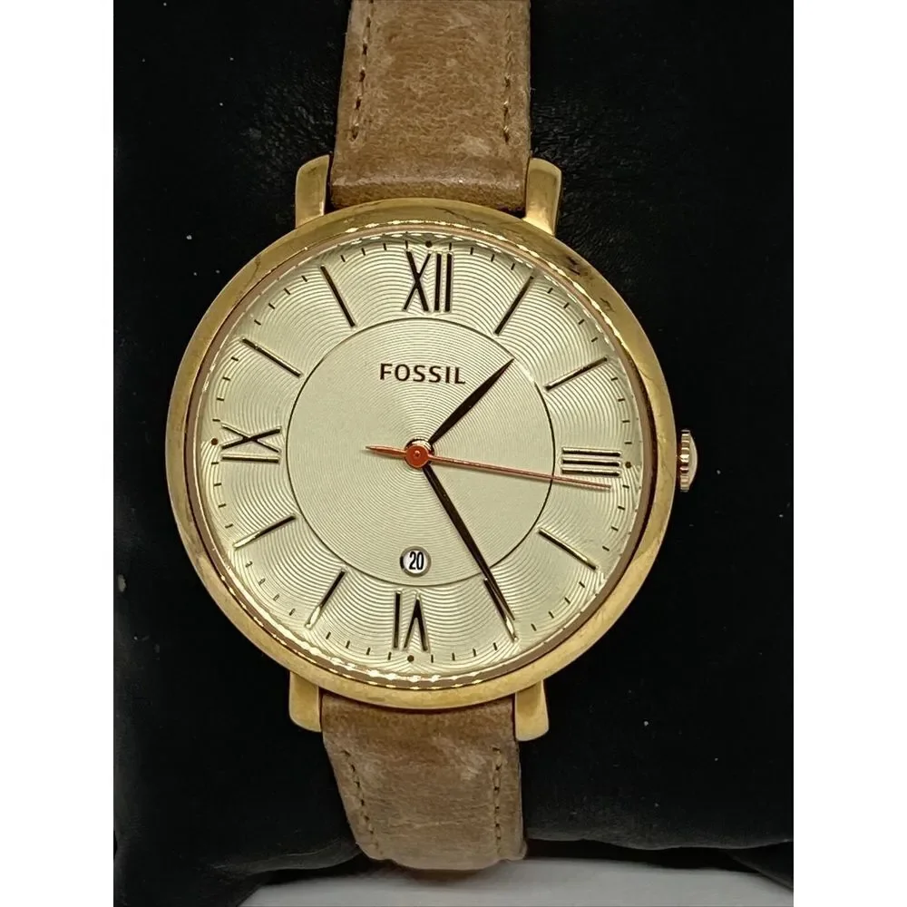 Fossil Jacqueline ES3487 Women's Beige Leather Analog Dial Quartz Watch UC609